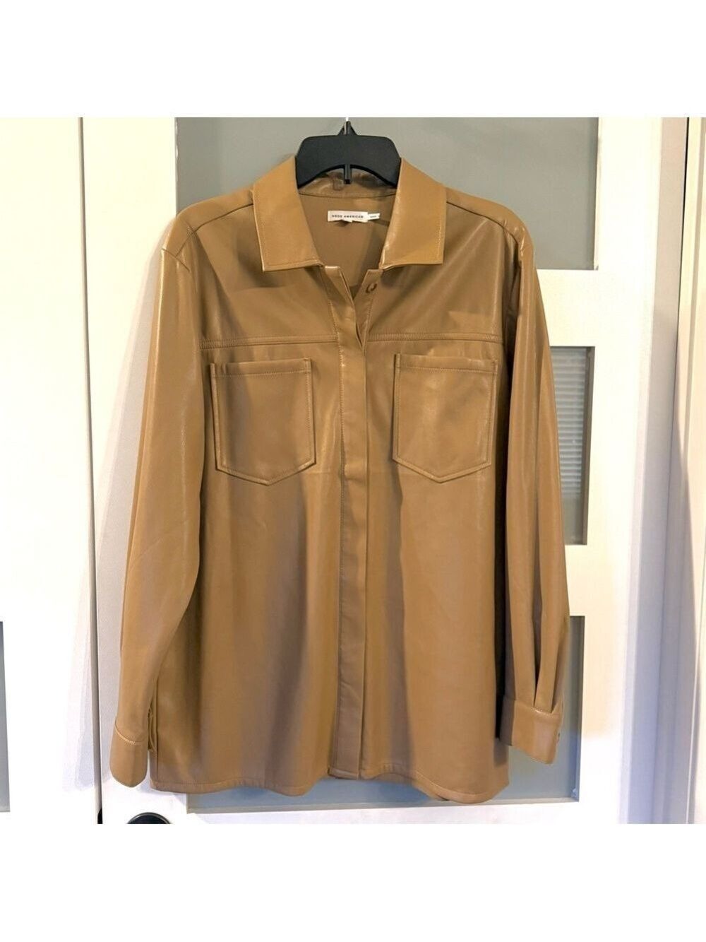GOOD AMERICAN faux leather split back shacket. Size medium